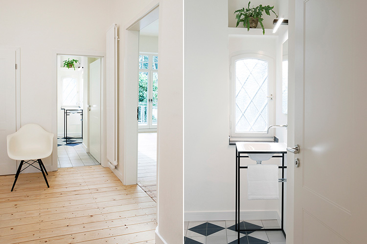 Dielenboden geschliffen und geölt Zimmertür mit Kassettierung Eames Chair in Düsseldorf 