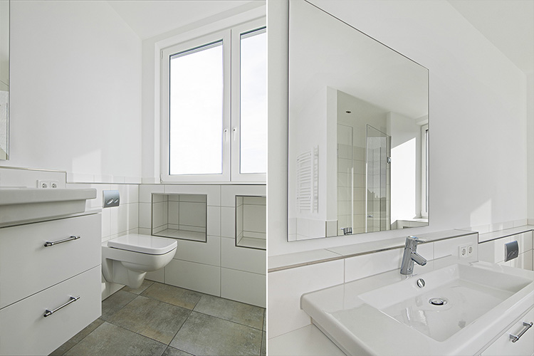 DachUmbau Badezimmer mit Waschbecken und Unterschrank in Meerbusch-Büderich