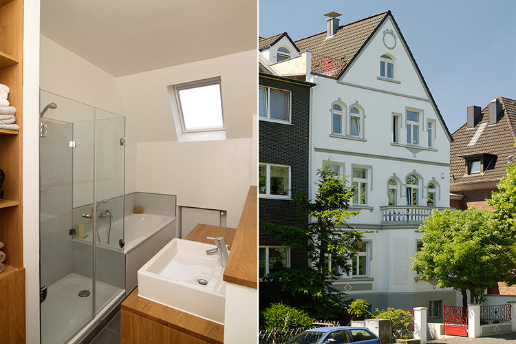 WohnungsModernisierung mit Badewanne und Dusche in Düsseldorf-Grafenberg