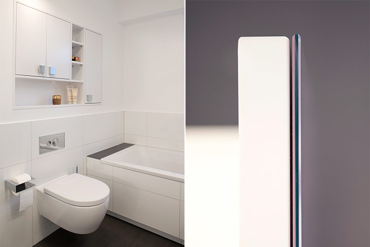 Badmodernisierung mit Einbauschrank und spülrandlosem Wand-WC in Düsseldorf