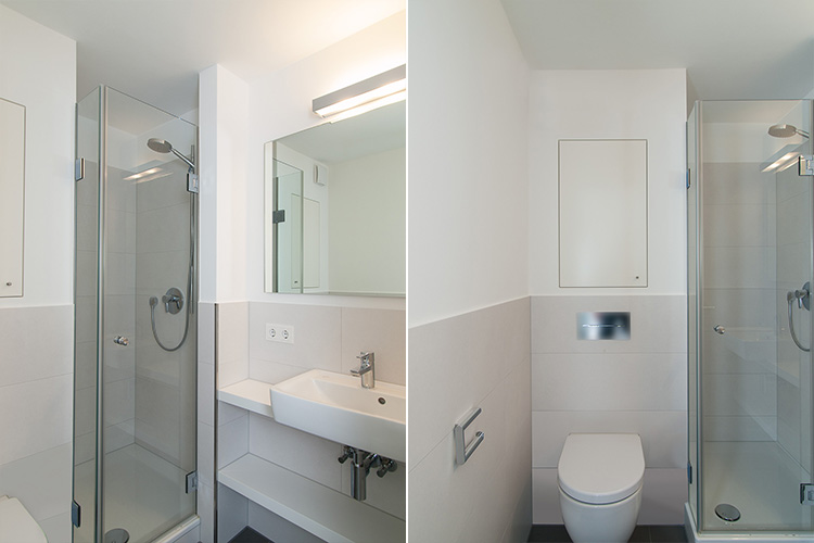 Badrenovierung Badezimmer mit Dusche und WC in Meerbusch-Büderich